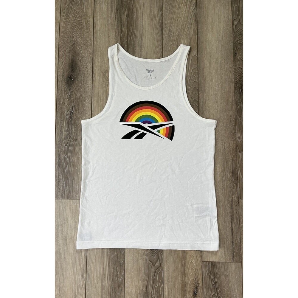 Reebok Pride Collection White Tank Top Mens Sz Small Workout Gym